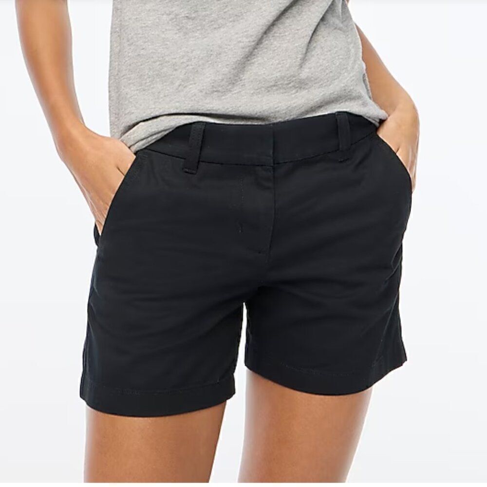 J. crew Factory 5" classic Black Chino shorts size 2 NWT